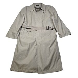 Jos A Bank Trench Coat‎ Mens 42R Large Tan Beige Belted Wool Removable Liner